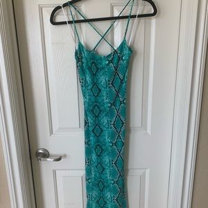 Snake Pattern Turquoise Dress